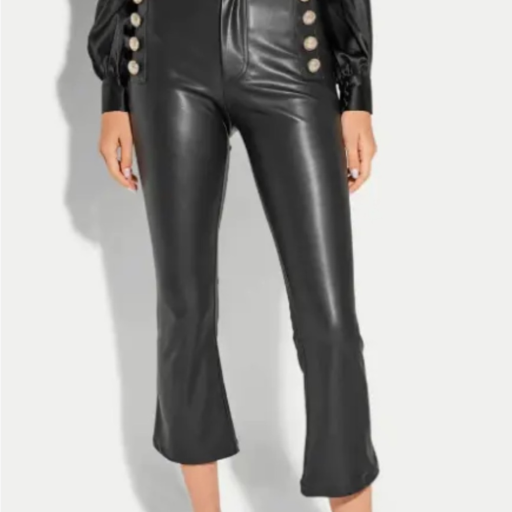 Generation Love Womens Amirah Pants  Sz 0 Black Faux Leather High Waist Crop NWT